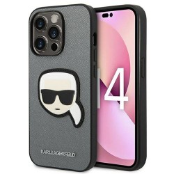 Original faceplate case KARL LAGERFELD KLHCP14XSAPKHG for iPhone 14 PRO MAX (Saffiano With Karl Head Patch / silver)