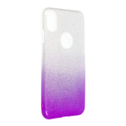 Silikónové puzdro Shining - Apple iPhone XS Max strieborné / fialové