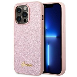 Original faceplate case GUESS GUHCP14XHGGSHP for iPhone 14 PRO MAX (Glitter Flakes Script Metal Logo / pink)