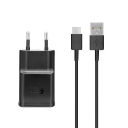 Originálna sieťová nabíjačka Samsung s káblom USB Typ C 2A (EP-TA200EBE+EP-DG970BBE) čierna bulk