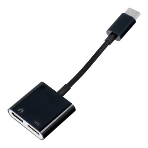Redukcia HF/audio s nabíjaním USB Typ C na USB Typ C čierna box