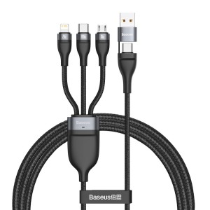 USB dátový kábel Baseus 2v3 MicroUSB + Apple Lightning + USB Typ C a USB + USB Typ C s podporou rýchlého nabíjania 100W (CA2T3-G1) sivo-čierny